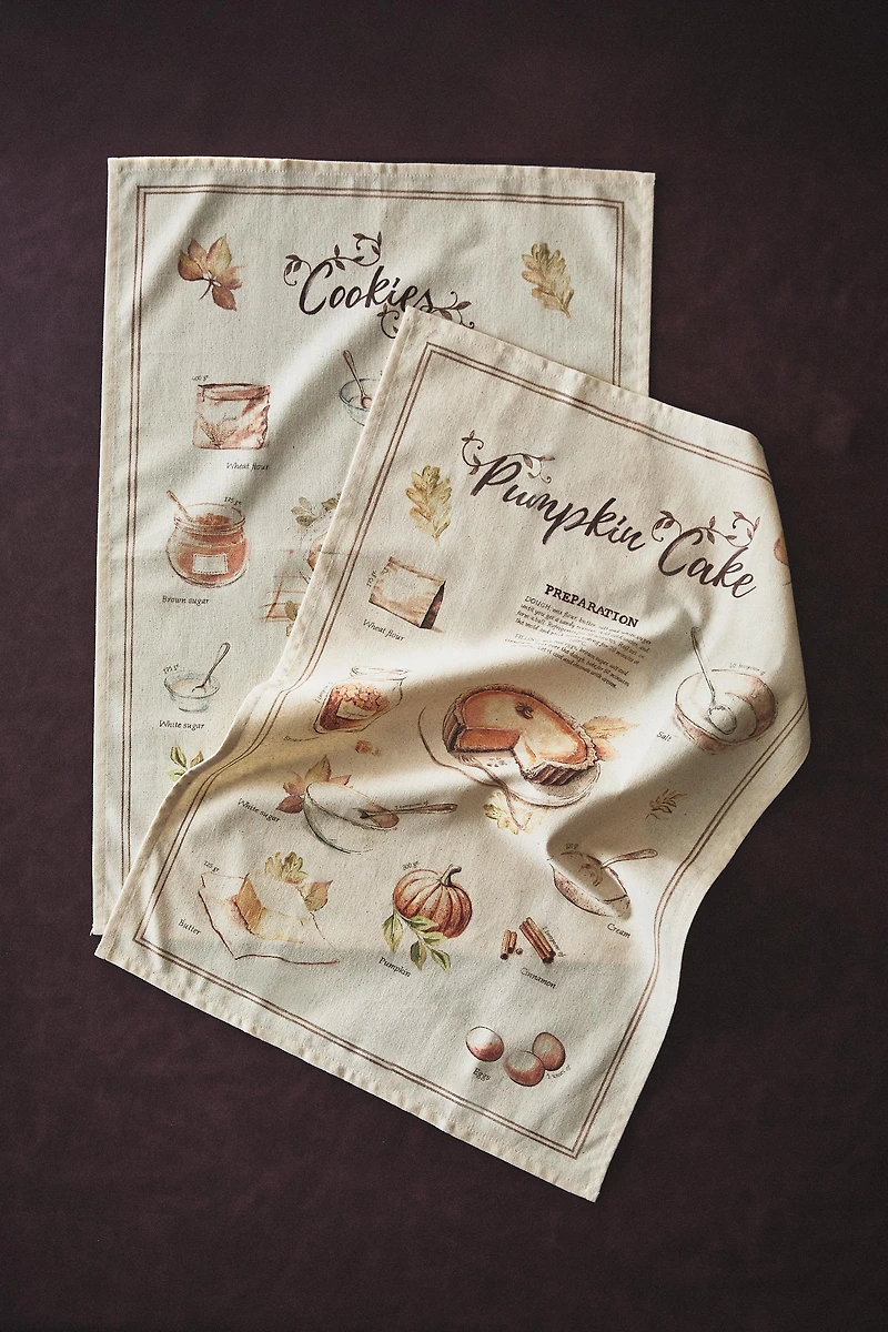 SET OF PUMPKIN COTTON KITCHEN TOWELS (SET OF 2)
