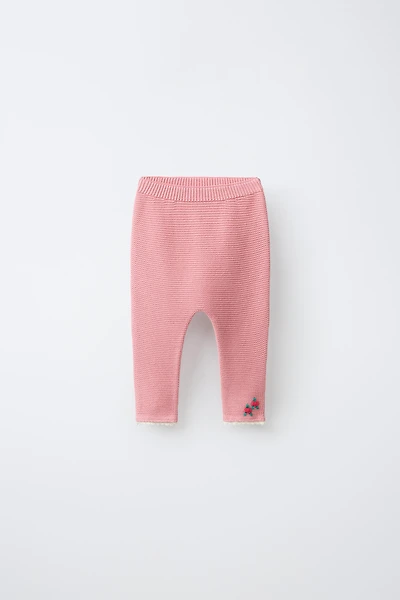 EMBROIDERED FLORAL LACE KNIT PANTS