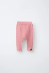 EMBROIDERED FLORAL LACE KNIT PANTS