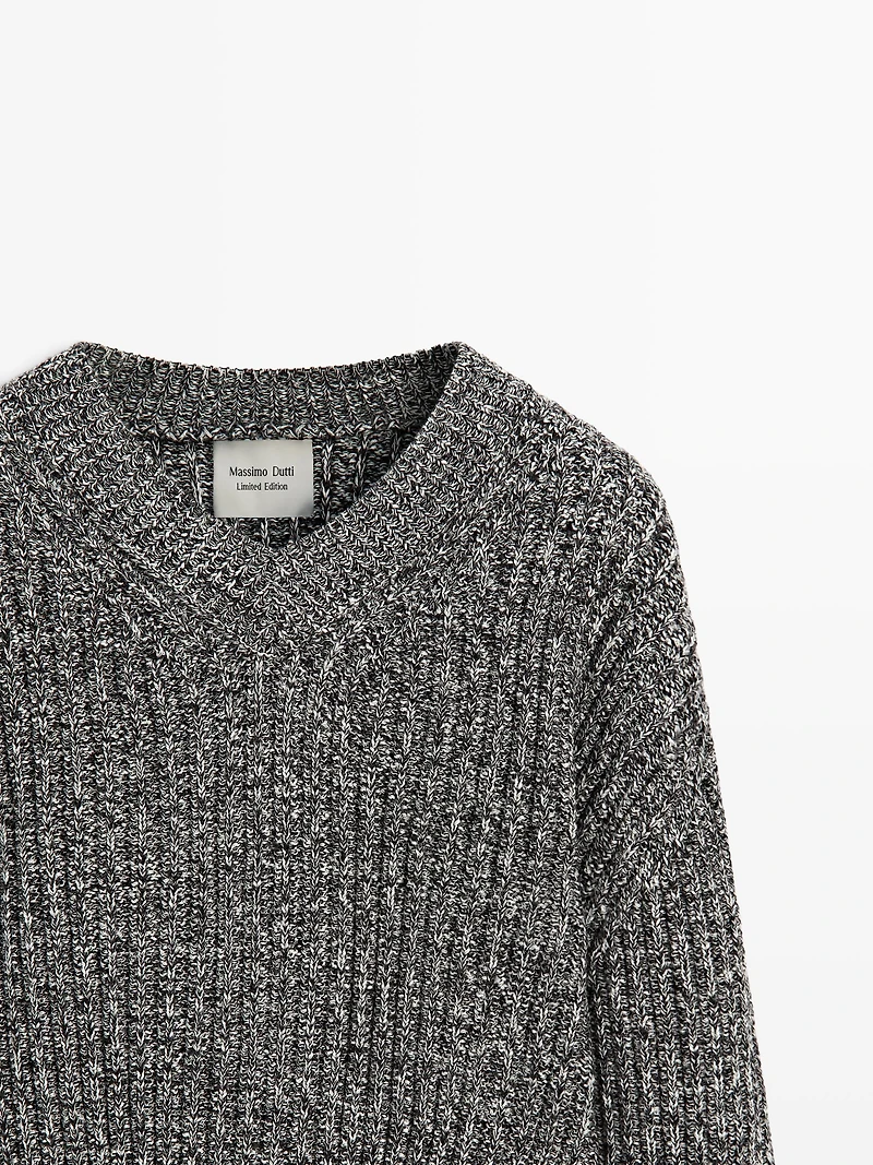 Flecked knit sweater 100% wool - LIMITED