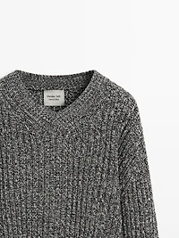 Flecked knit sweater 100% wool - LIMITED
