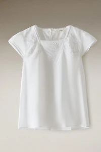 T-SHIRT DENTELLE ET BRODERIE