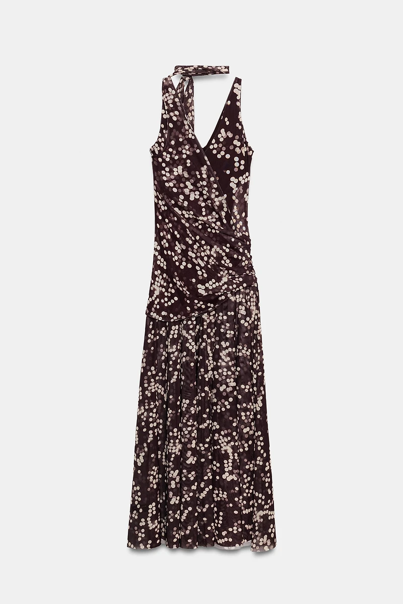 ROBE LONGUE EN TULLE À POIS