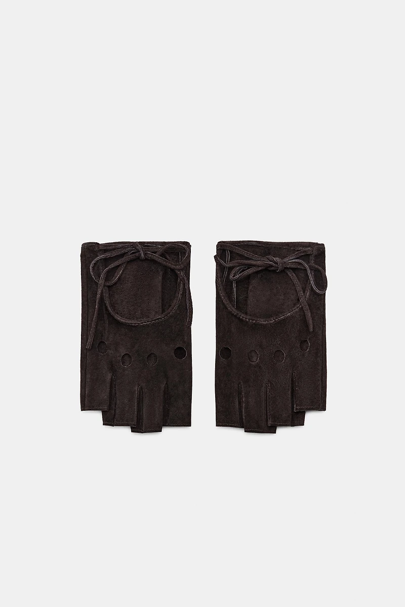 100% SUEDE FINGERLESS GLOVES