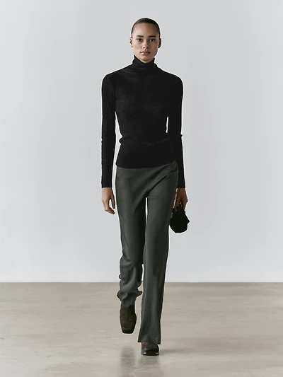 Semi-sheer long sleeve T-shirt