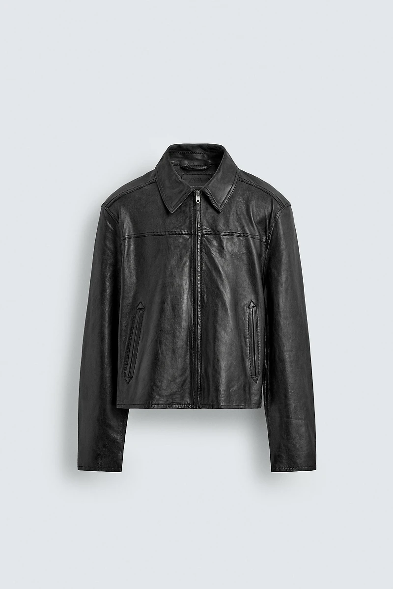 CROPPED NAPA LEATHER JACKET