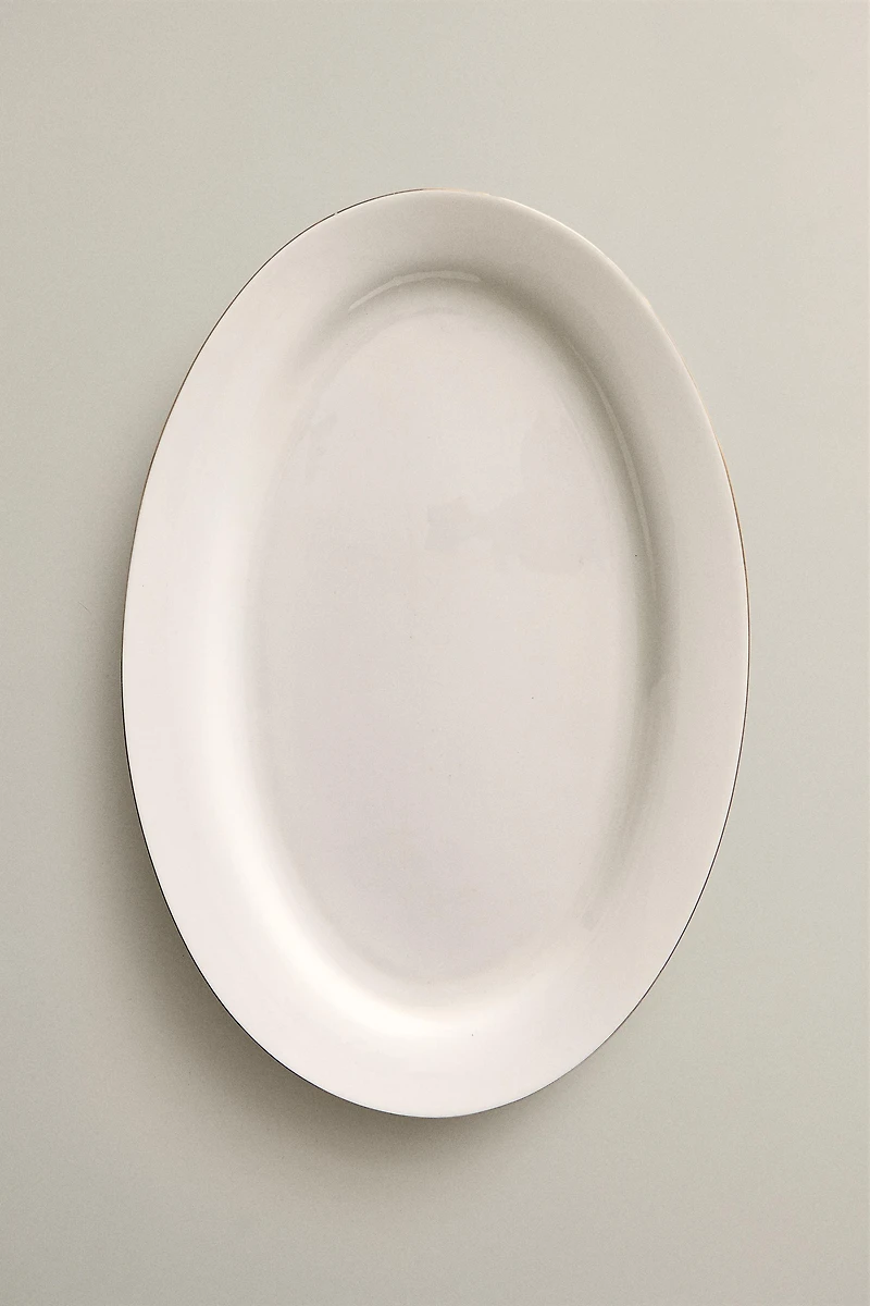 RIMMED BONE CHINA OVAL SERVING DISH