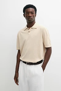 Cotton linen blend polo shirt