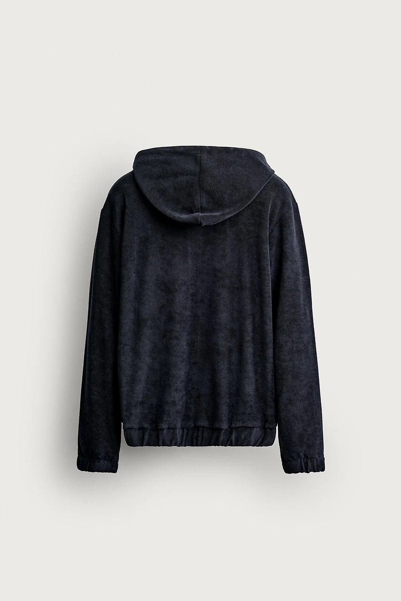 RELAXED FIT TERRY ZIP-UP HOODIE