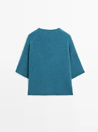 Alpaca blend knit short sleeve sweater