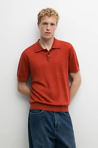 100% linen knit polo shirt