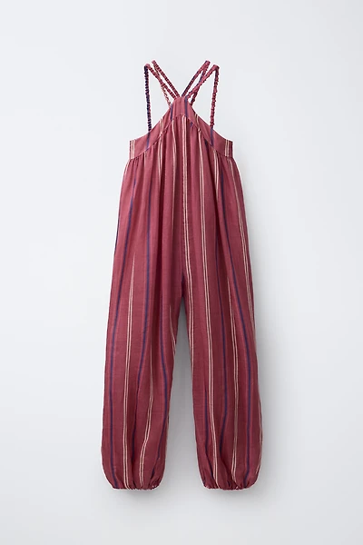 100% RAMIE STRIPED JUMPSUIT