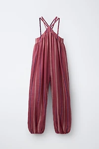 100% RAMIE STRIPED JUMPSUIT