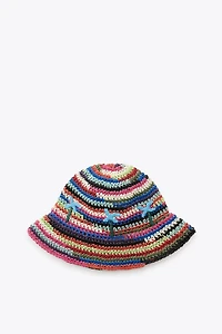 MULTICOLORED BRAIDED BUCKET HAT