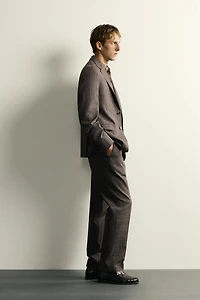 LINEN-WOOL CHECKERED SUIT JACKET