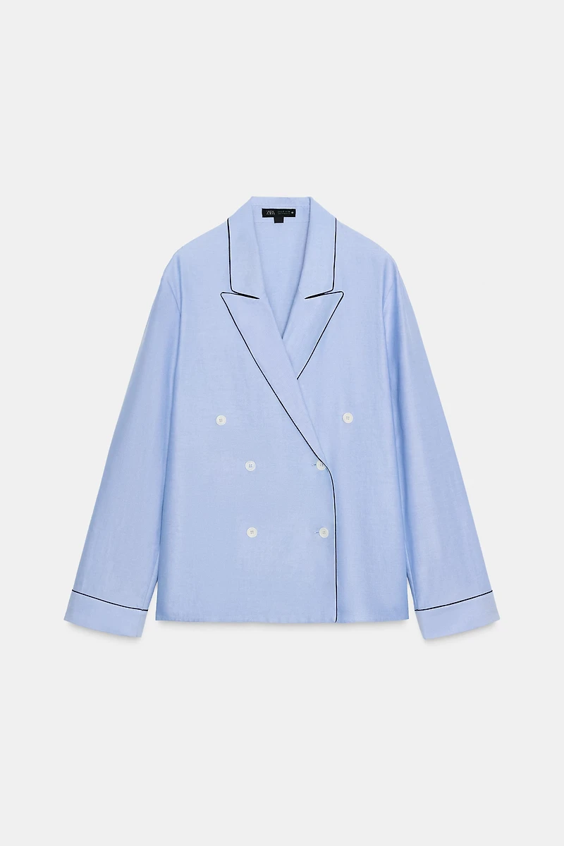 ZW COLLECTION CONTRAST PIPING WRAP SHIRT