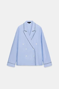 ZW COLLECTION CONTRAST PIPING WRAP SHIRT