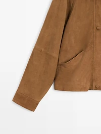 Suede leather jacket with buttons