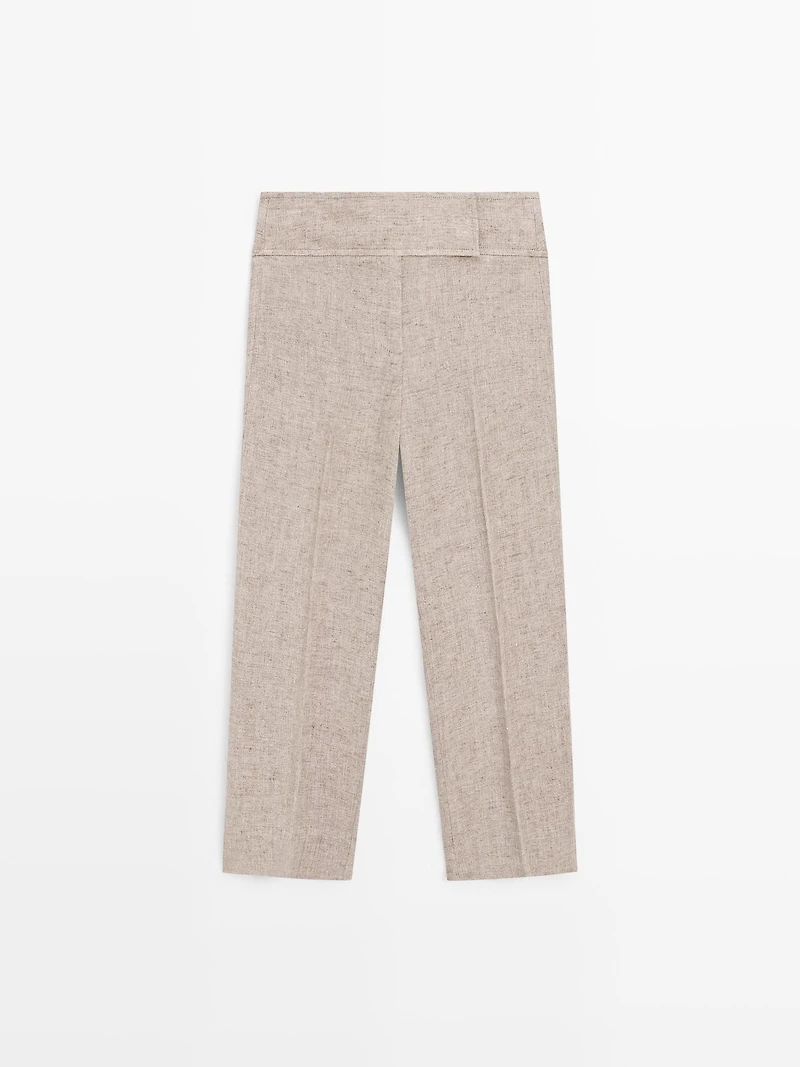 Pantalon capri en lin mélangé