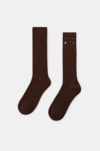 WOOL SOCKS WITH BEADS