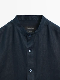100% linen stand collar shirt