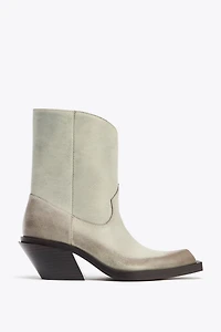 LEATHER COWBOY ANKLE BOOTS