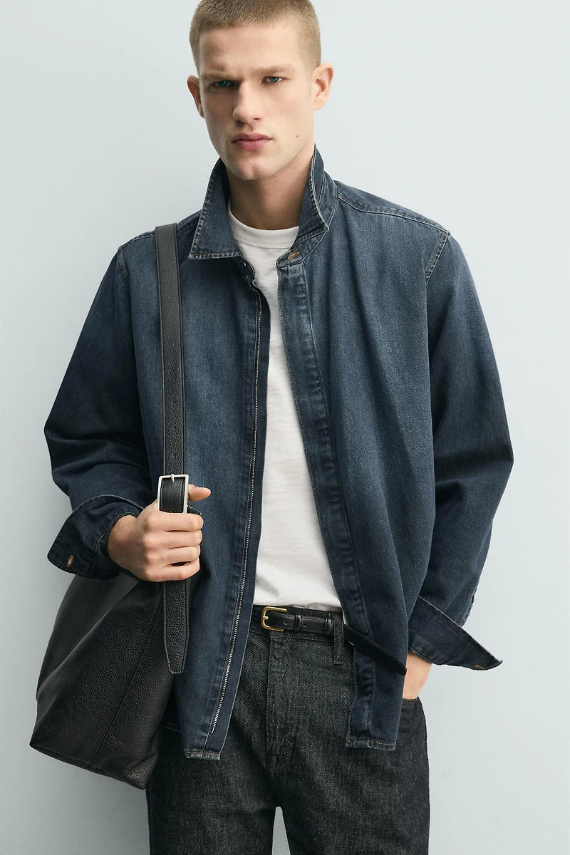 ZIP-UP DENIM SHIRT