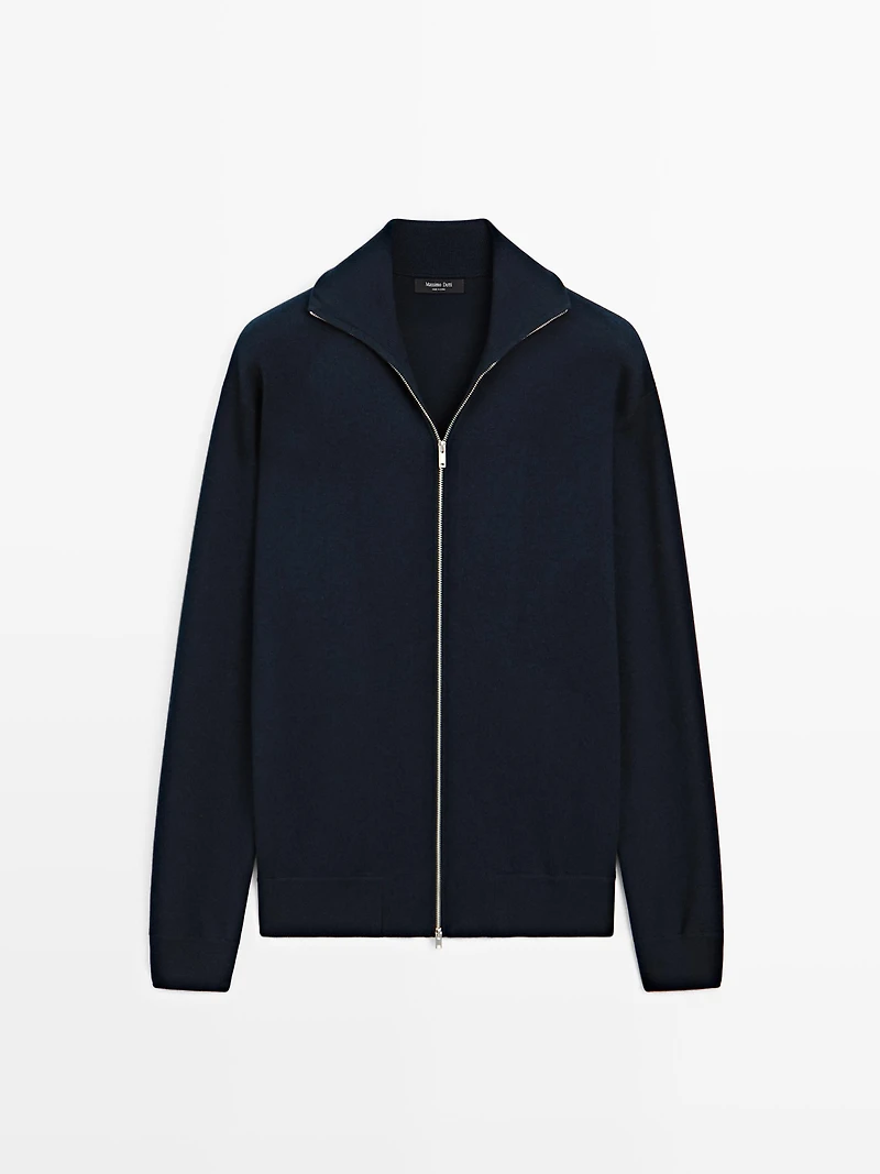 Cardigan fermeture Éclair en coton et laine