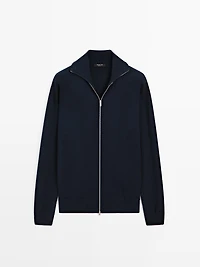 Cardigan fermeture Éclair en coton et laine