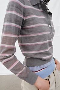 EXTRA-FINE WOOL STRIPED POLO