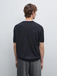 T-shirt en maille de laine mélangée à manches courtes
