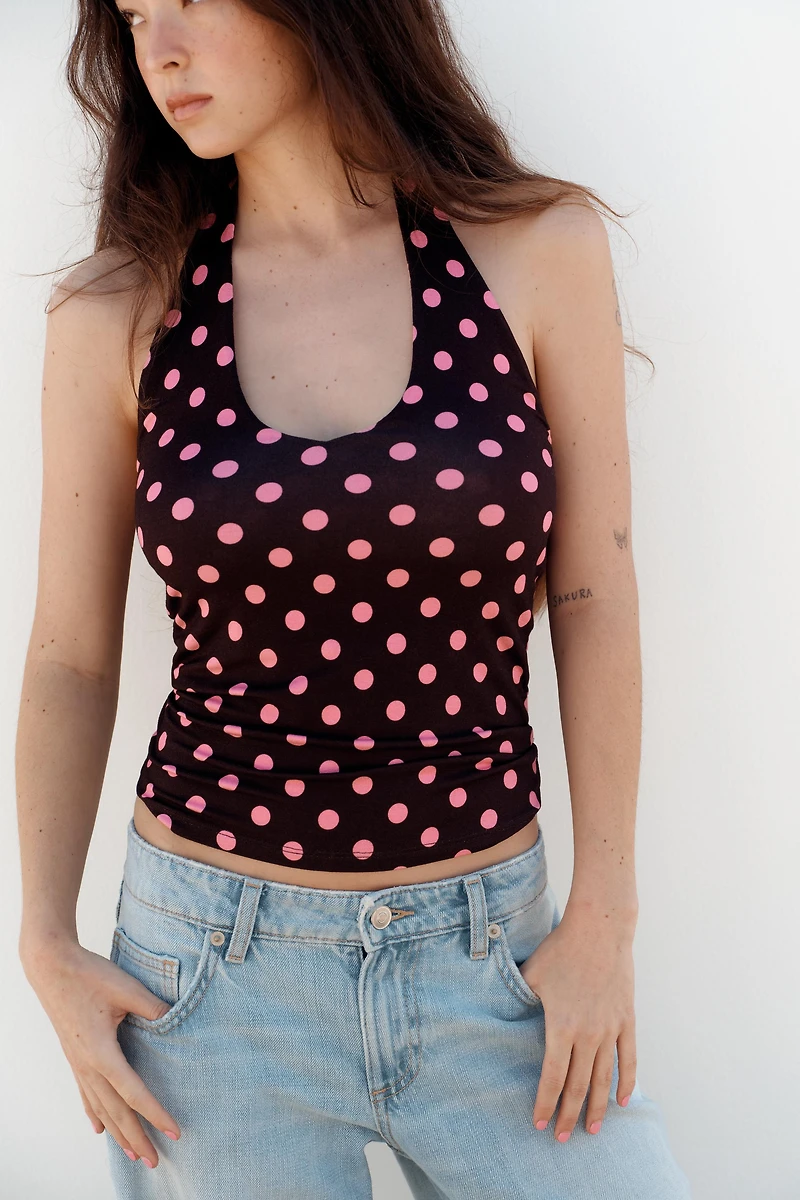POLKA DOT HALTER TOP