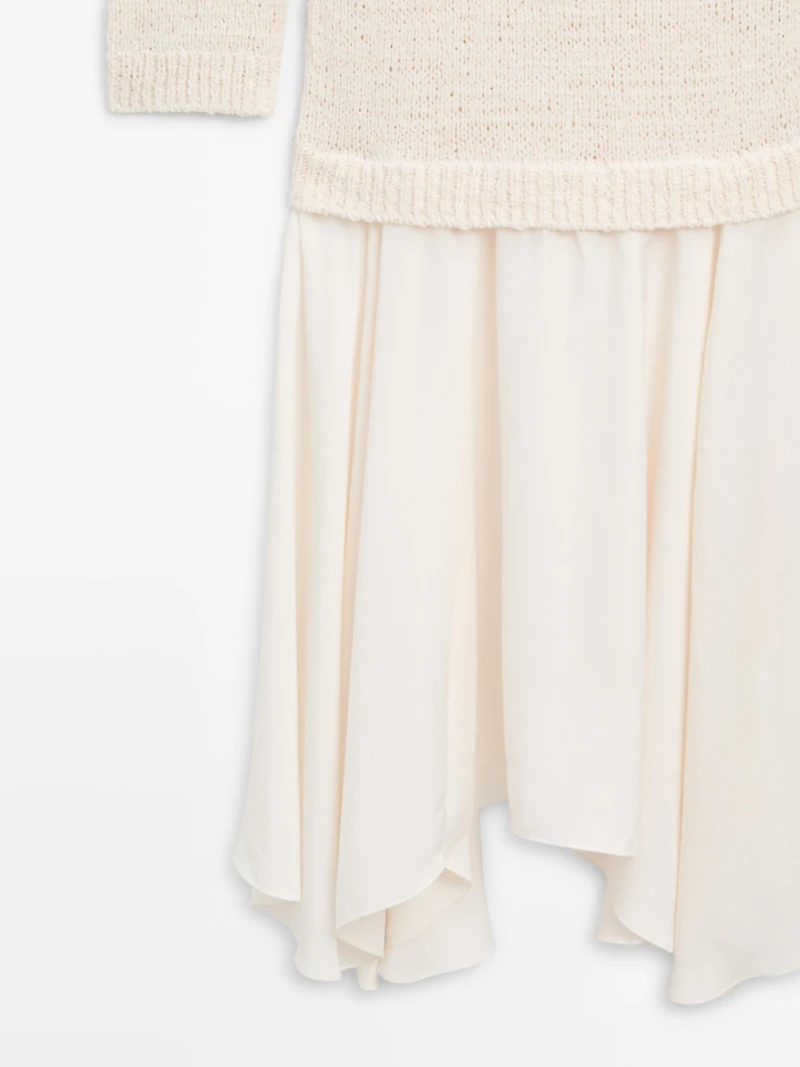 Combined asymmetric midi dress