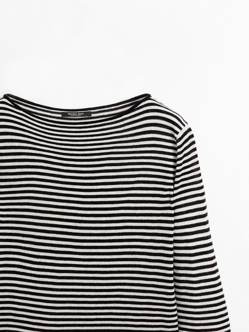 Striped long sleeve knit sweater