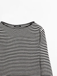 Striped long sleeve knit sweater
