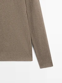 Cotton blend knit polo sweater