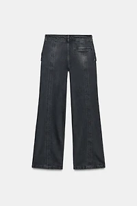 ZW COLLECTION MID-RISE WIDE LEG JEANS WITH ZIPPERS