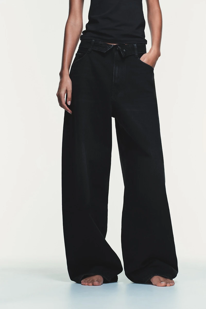 TRF MID-RISE FOLDED WAIST JEANS
