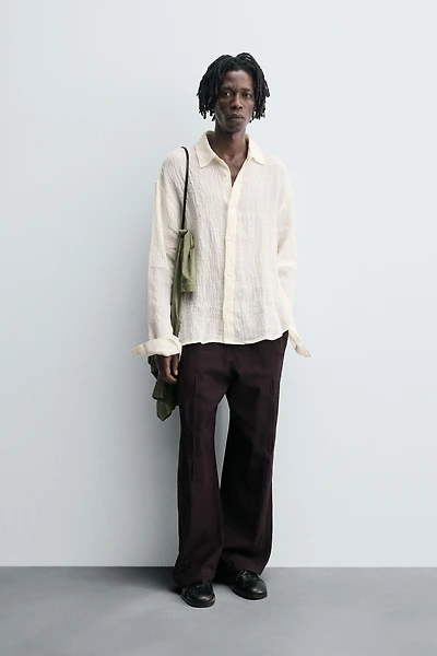 100% CRINKLED LINEN SHIRT