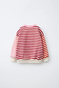 STRIPED STRAWBERRY EMBROIDERED SWEATSHIRT