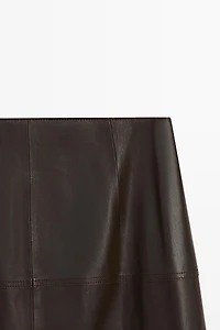 Nappa leather midi skirt with tie detail