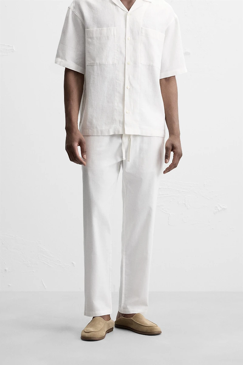 RELAXED FIT COTTON LINEN PANTS