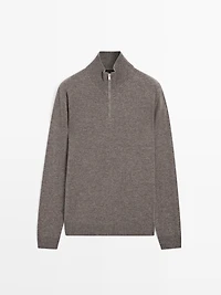 Mock neck knit sweater with zip
