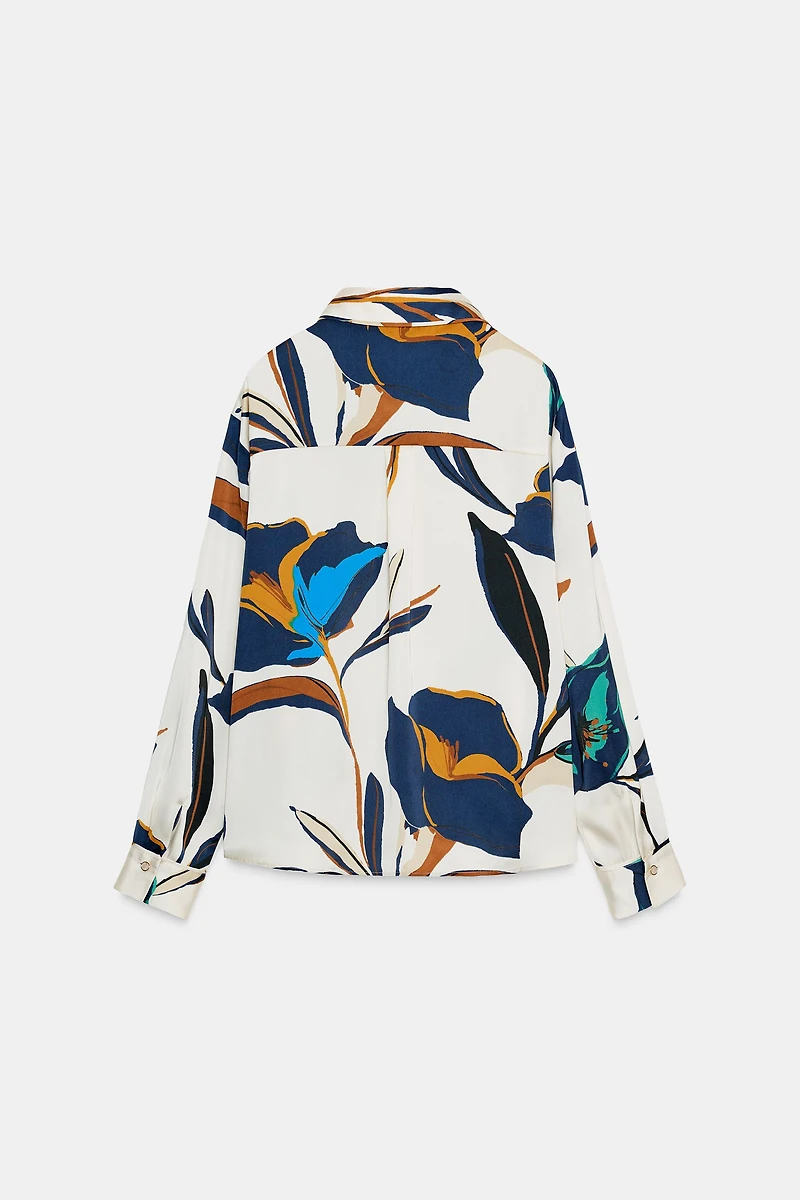 FLORAL PRINT SATIN SHIRT