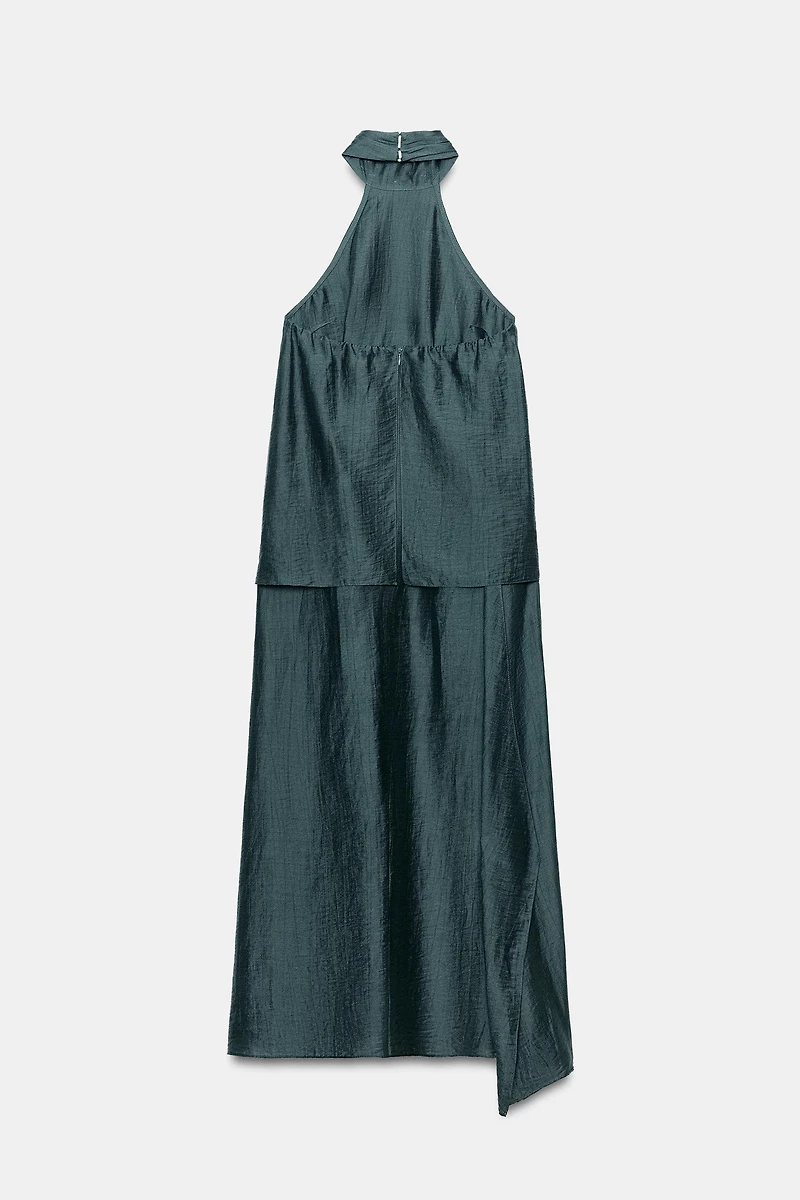 LINEN HALTER MIDI DRESS
