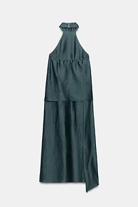 LINEN HALTER MIDI DRESS