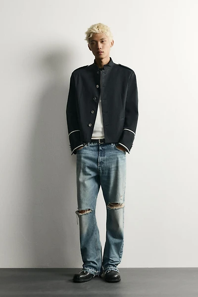 CONTRAST CROPPED FIT JACKET