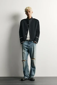 CONTRAST CROPPED FIT JACKET