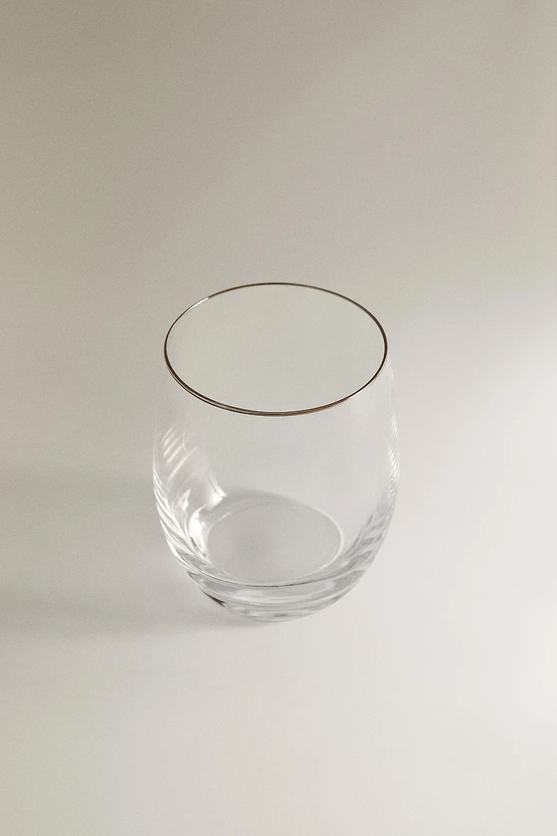 CRYSTALLINE TUMBLER WITH GOLD RIM
