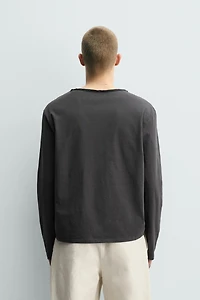 IRREGULAR HENLEY COLLAR T-SHIRT